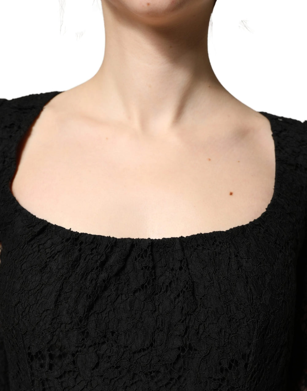 Dolce & Gabbana Black Lace Square Neck LongSleeve Maxi Dress - IT38 | XS