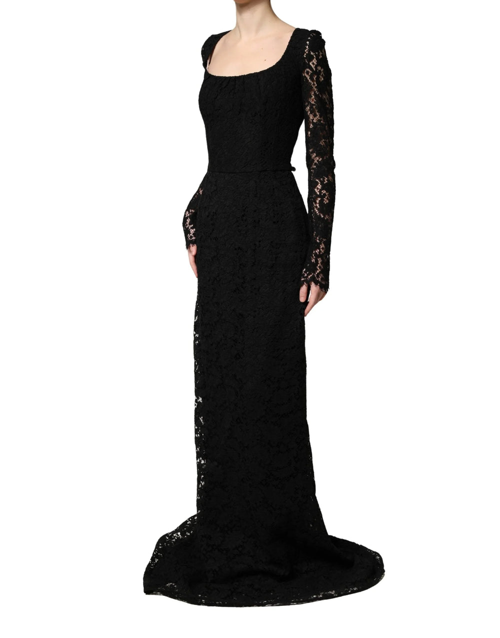 Dolce & Gabbana Black Lace Square Neck LongSleeve Maxi Dress - IT38 | XS