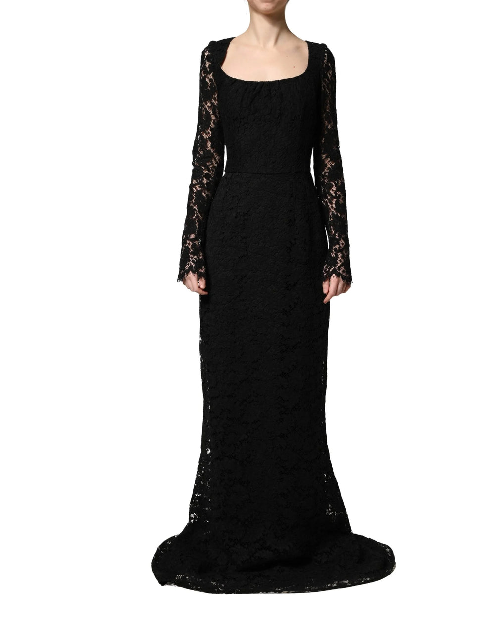 Dolce & Gabbana Black Lace Square Neck LongSleeve Maxi Dress - IT38 | XS