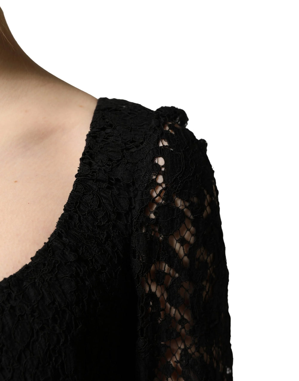 Dolce & Gabbana Black Lace Square Neck LongSleeve Maxi Dress - IT38 | XS