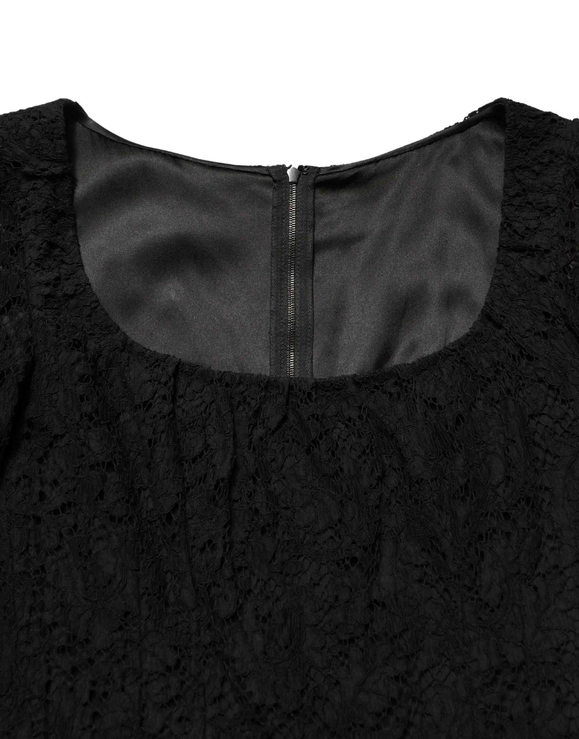 Dolce & Gabbana Black Lace Square Neck LongSleeve Maxi Dress - IT38 | XS