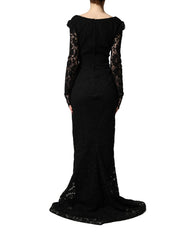 Dolce & Gabbana Black Lace Square Neck LongSleeve Maxi Dress - IT38 | XS