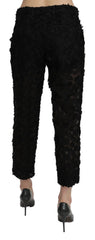 Dolce & Gabbana Black Lace Straight Cropped High Waist Pants - Trousers