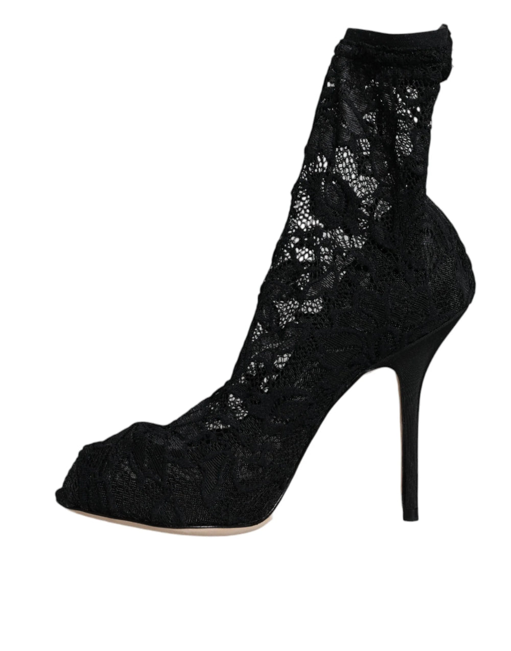 Dolce & Gabbana Black Lace Stretch Heels Mid Calf Boot Shoes - EU36/US6 - Boots