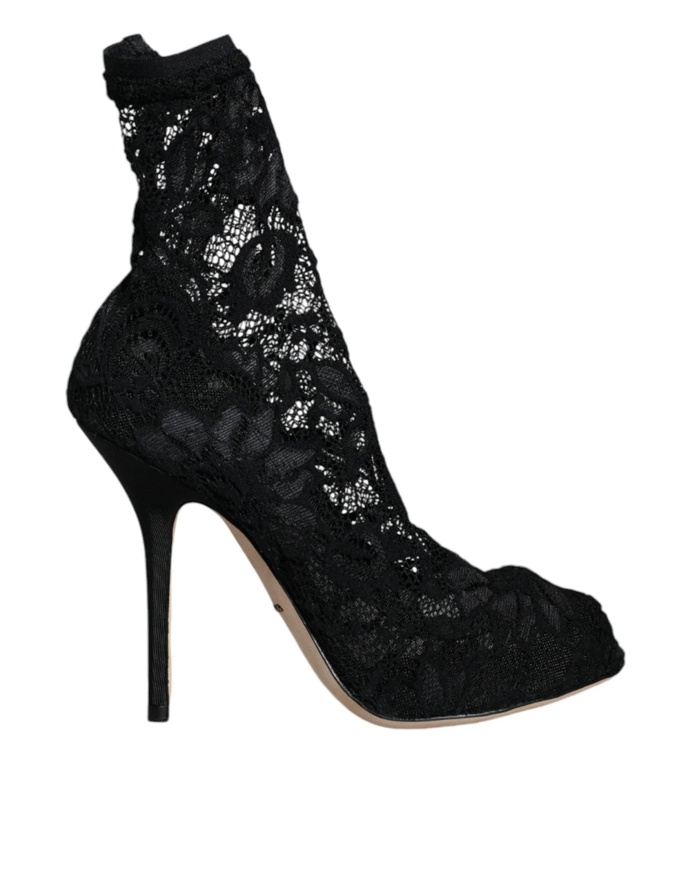 Dolce & Gabbana Black Lace Stretch Heels Mid Calf Boot Shoes - EU36/US6 - Boots