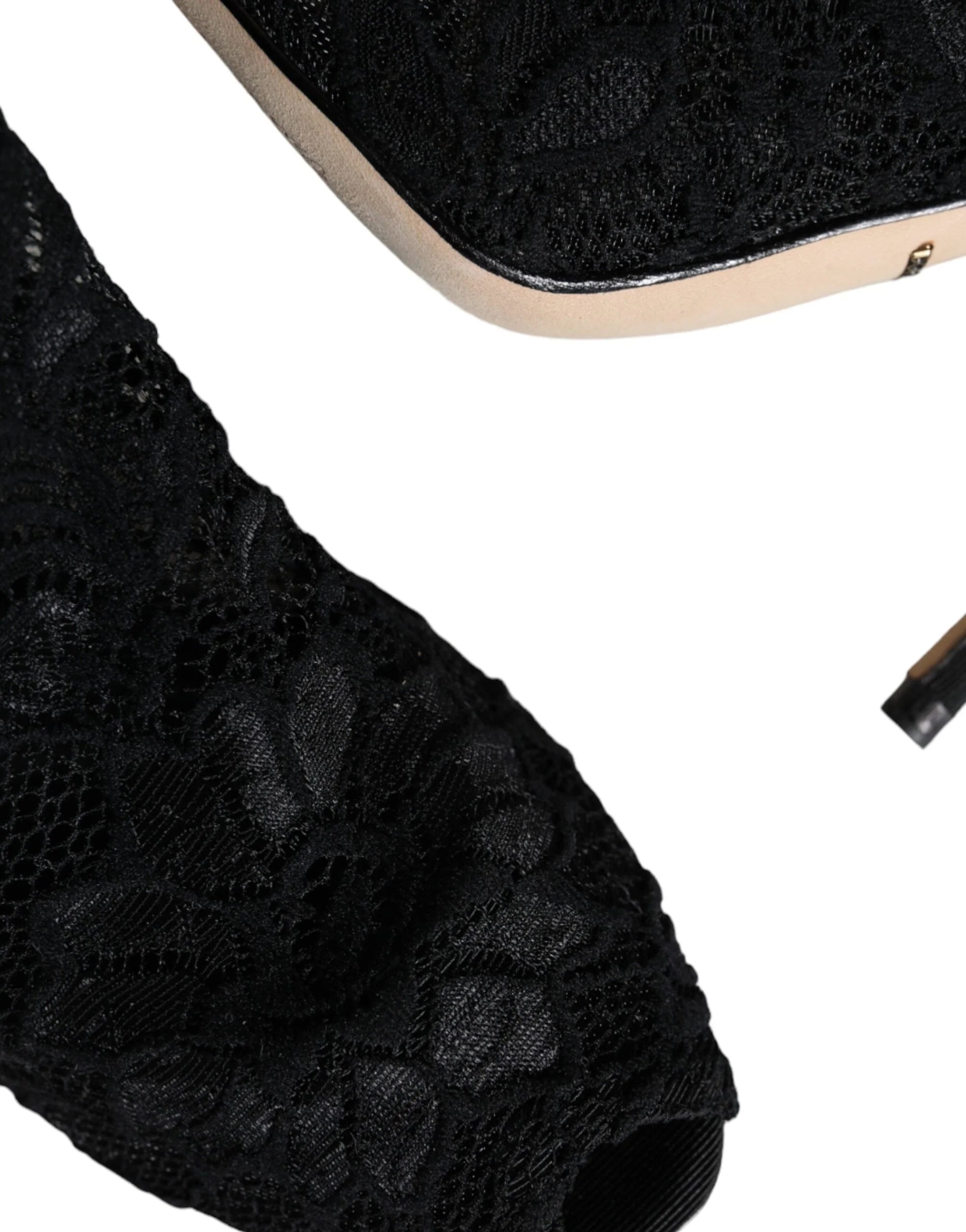 Dolce & Gabbana Black Lace Stretch Heels Mid Calf Boot Shoes - EU36/US6 - Boots