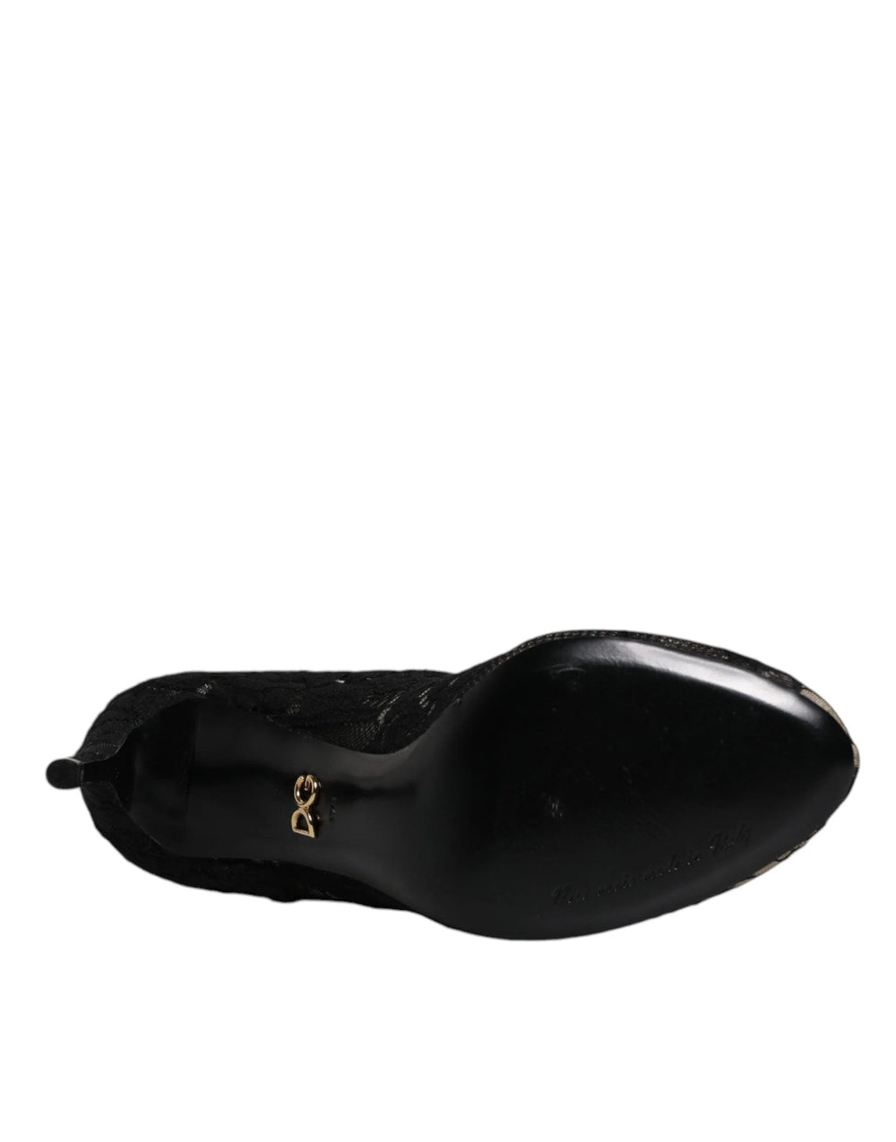 Dolce & Gabbana Black Lace Stretch Heels Mid Calf Boots Shoes - EU37.5/US7 - Boots