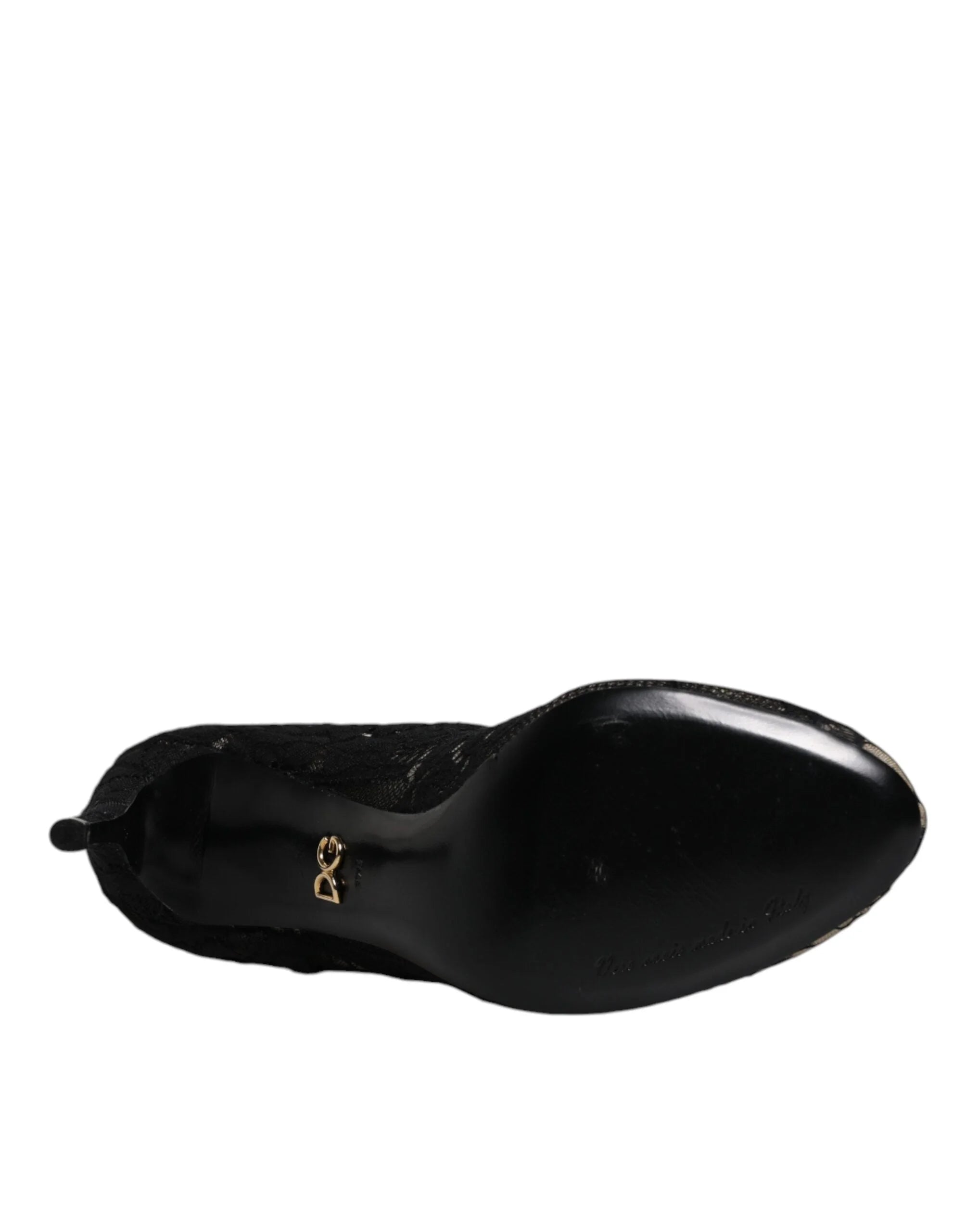 Dolce & Gabbana Black Lace Stretch Heels Mid Calf Boots Shoes - EU37.5/US7 - Boots