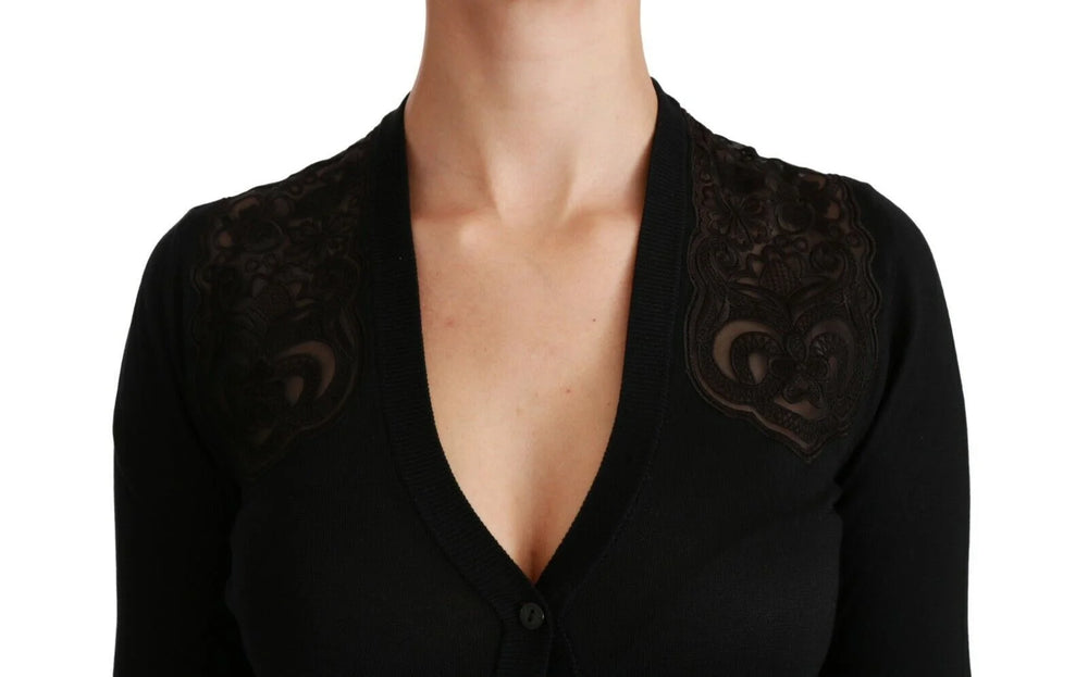 Dolce & Gabbana Black Lace Sweater Cardigan Sweater - IT38|XS - Cardigans