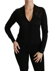 Dolce & Gabbana Black Lace Sweater Cardigan Sweater - IT38|XS - Cardigans