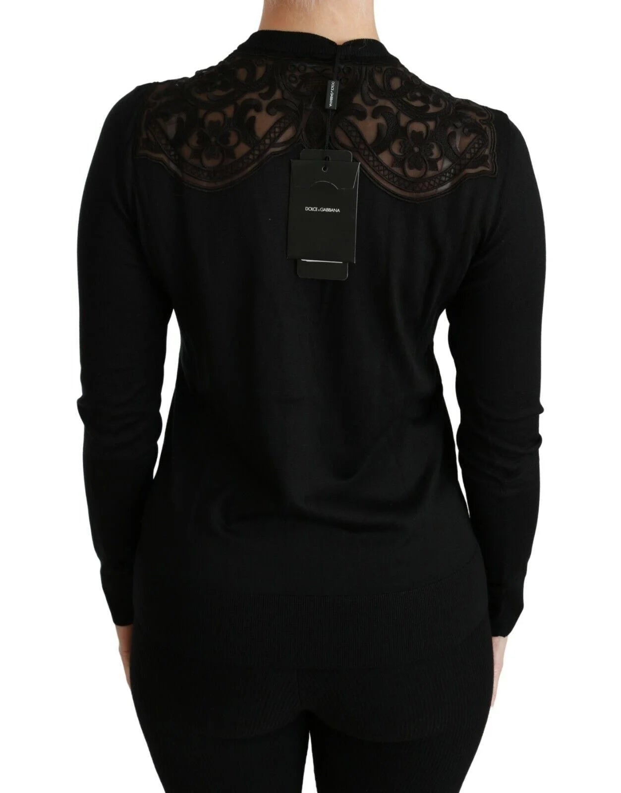 Dolce & Gabbana Black Lace Sweater Cardigan Sweater - IT38|XS - Cardigans