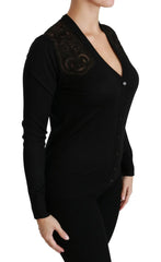 Dolce & Gabbana Black Lace Sweater Cardigan Sweater - IT38|XS - Cardigans