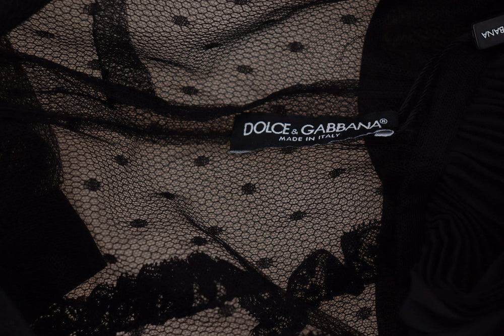 Dolce & Gabbana Black Lace Trim A-line Mini Nylon Dress - IT46|XL - Dresses