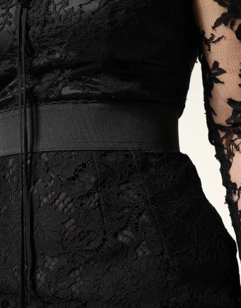 Dolce & Gabbana Black Lace Trim Cotton Sheath Midi Dress - IT40|S