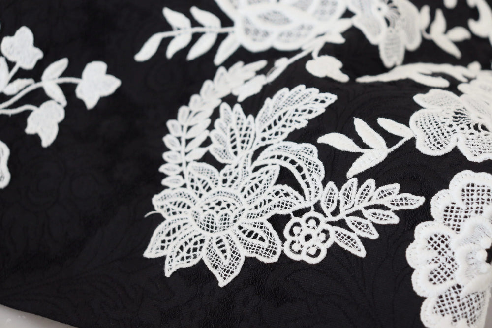 Dolce & Gabbana Black Lace Trim Half Sleeves A-line Dress - IT42|M - Dresses