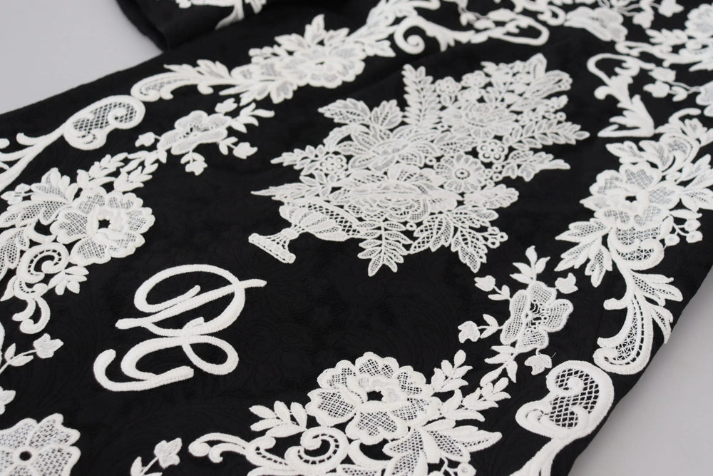 Dolce & Gabbana Black Lace Trim Half Sleeves A-line Dress - IT42|M - Dresses