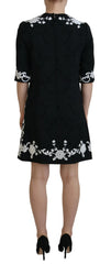 Dolce & Gabbana Black Lace Trim Half Sleeves A-line Dress - IT42|M - Dresses