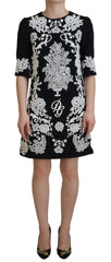 Dolce & Gabbana Black Lace Trim Half Sleeves A-line Dress - IT42|M - Dresses