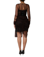 Dolce & Gabbana Black Lace Trim Long Sleeve Sheath Mini Dress - IT40|S - Dresses