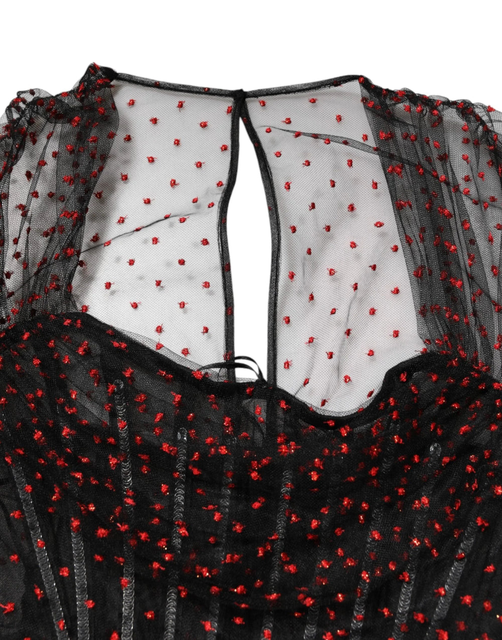 Dolce & Gabbana Black Lace Trim Long Sleeve Sheath Mini Dress - IT40|S - Dresses