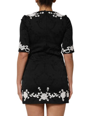 Dolce & Gabbana Black Lace Trim Short Sleeves A-line Dress - Dresses