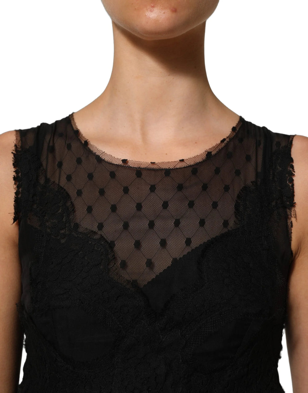 Dolce & Gabbana Black Lace Trim Sleeveless A-line Mini Dress - IT36|XXS