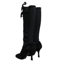 Dolce & Gabbana Black Lace Up Heels High Boots Shoes - EU39/US8.5 - Boots