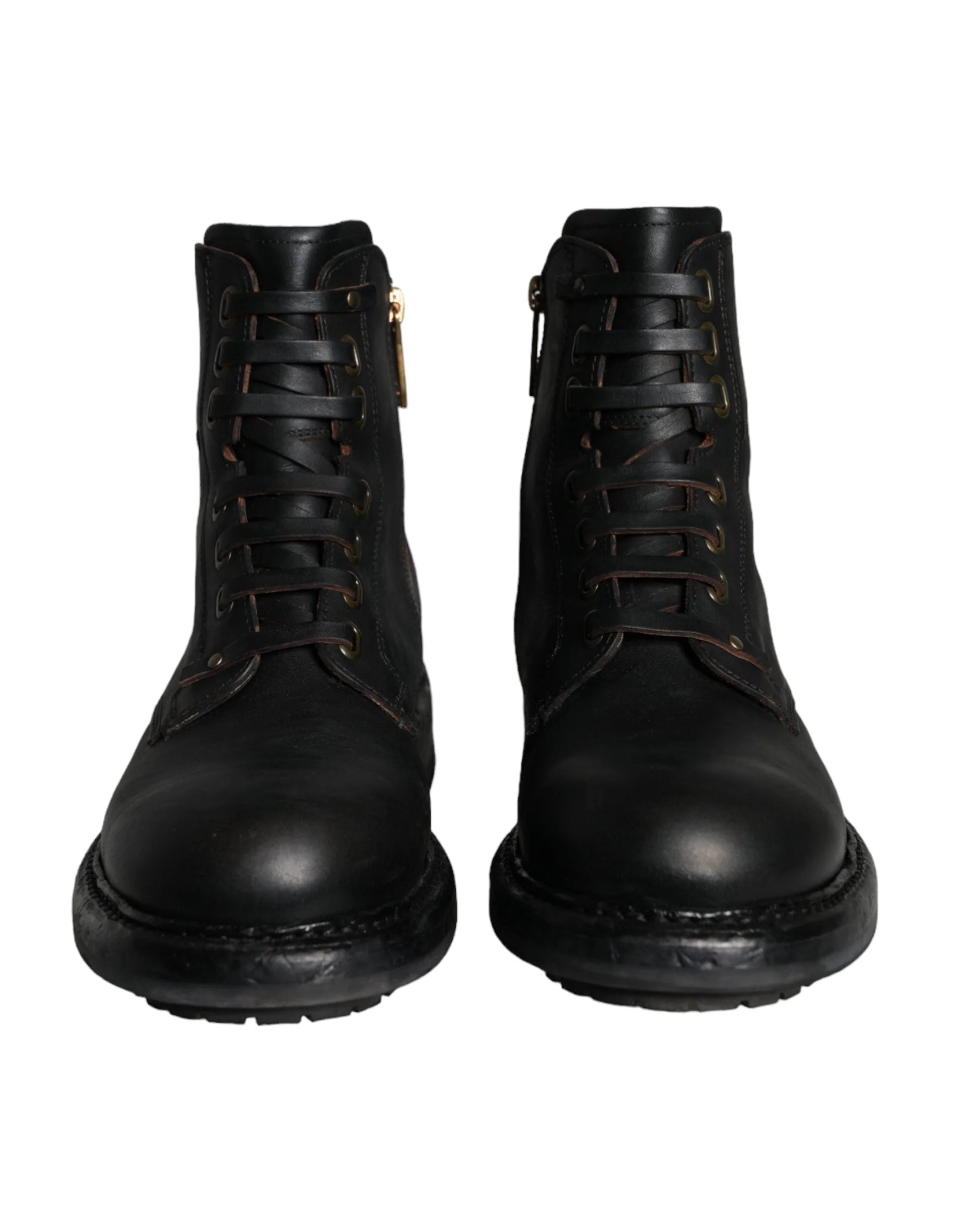 Dolce & Gabbana Black Lace Up Mid Calf Boots Men Shoes - EU40/US7 - Boots