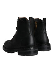Dolce & Gabbana Black Lace Up Mid Calf Boots Men Shoes - EU40/US7