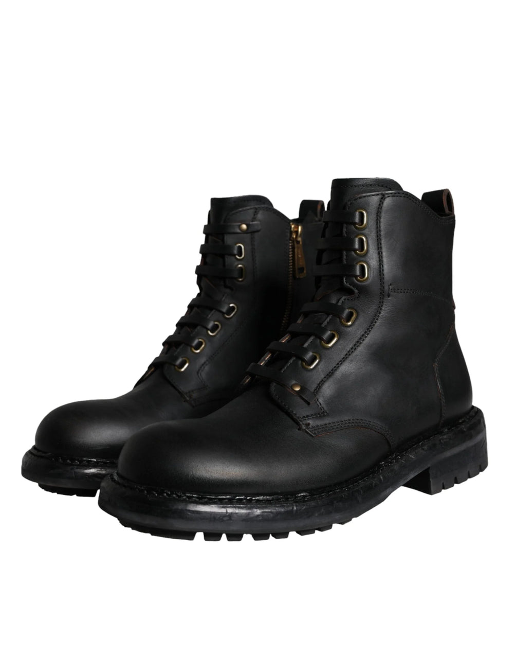 Dolce & Gabbana Black Lace Up Mid Calf Boots Men Shoes - EU40/US7 - Boots