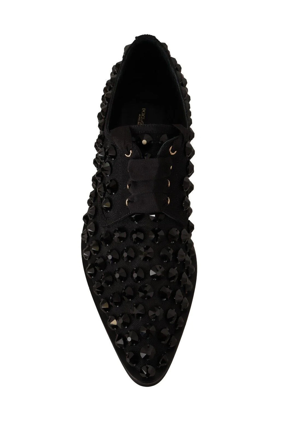 Dolce & Gabbana Black Lace Up Studded Formal Flats Shoes - EU39/US8.5