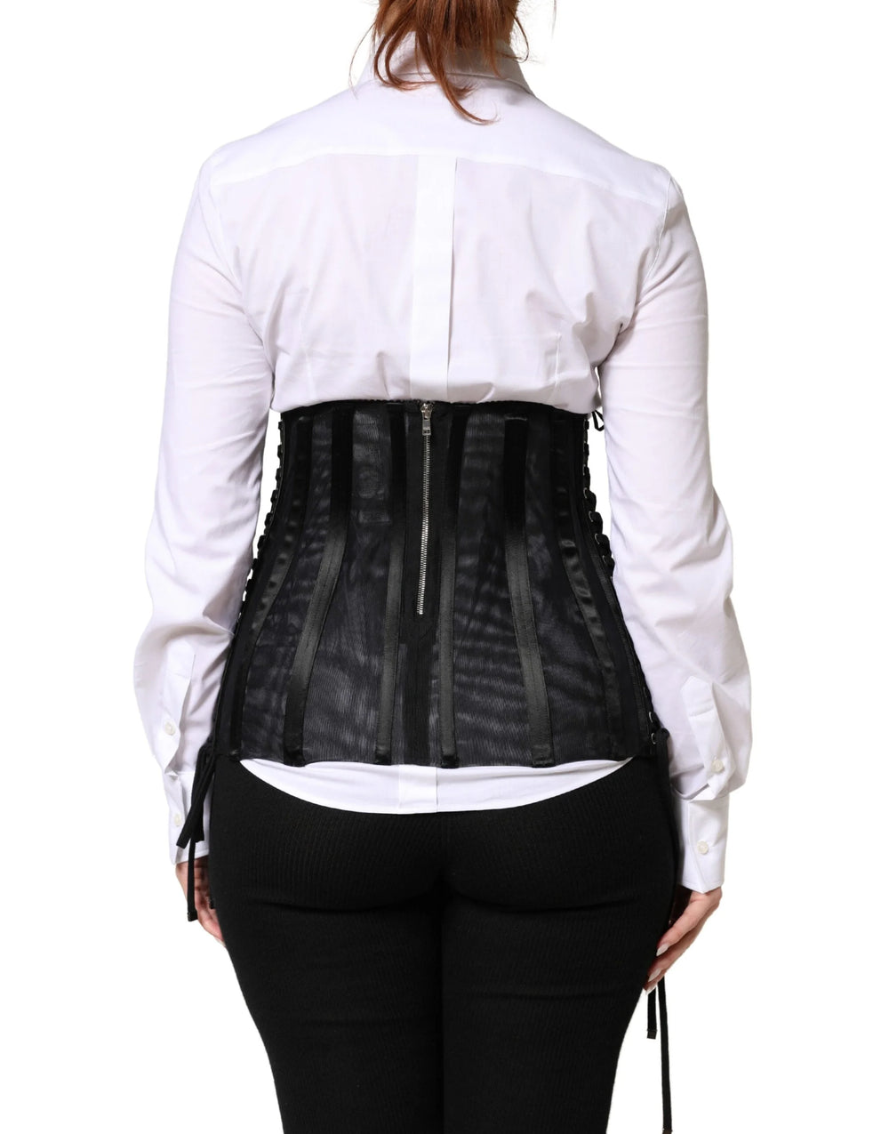 Dolce & Gabbana Black Lace-Up Waist Cincher Bustier Corset Top - IT40|S