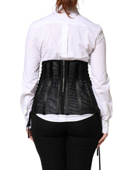 Dolce & Gabbana Black Lace-Up Waist Cincher Bustier Corset Top - IT40|S