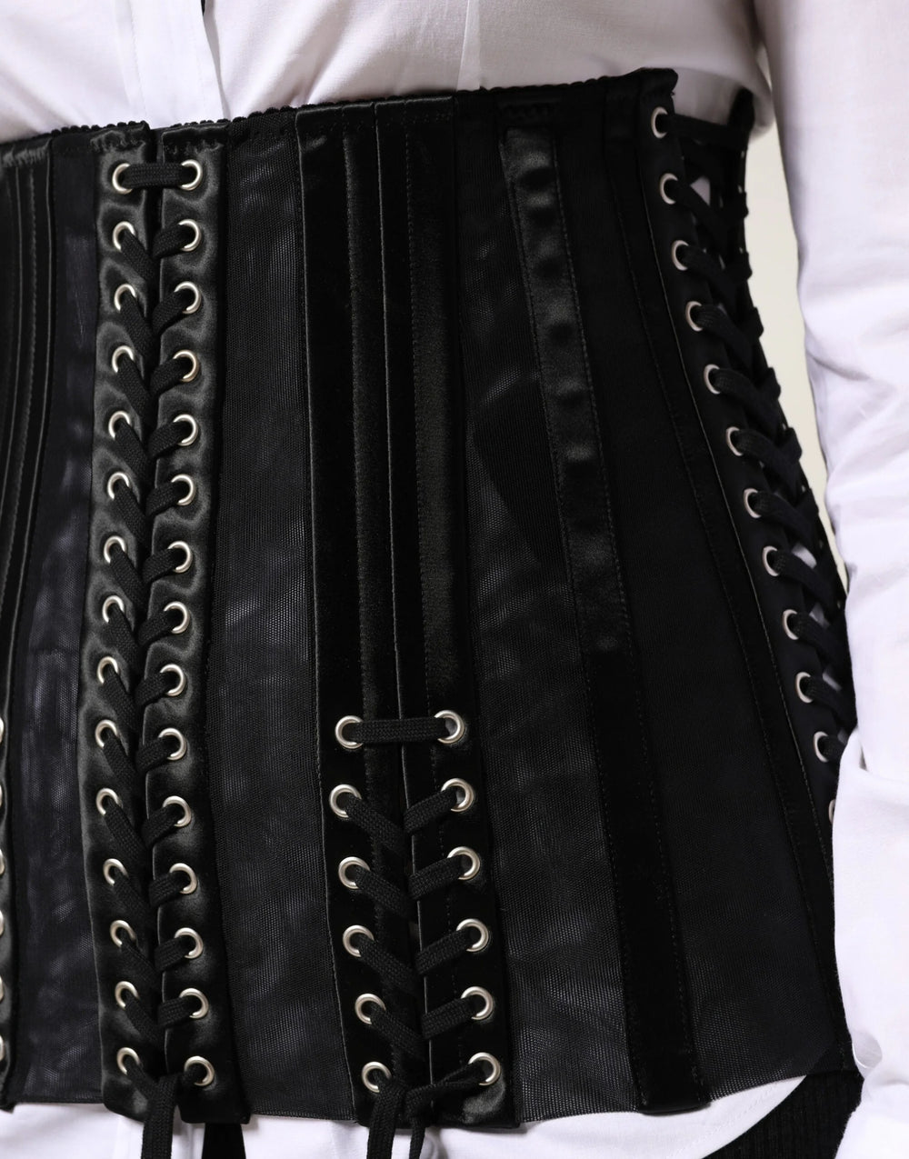 Dolce & Gabbana Black Lace-Up Waist Cincher Bustier Corset Top - IT40|S