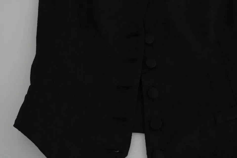 Dolce & Gabbana Black Lace Waistcoat Slim Vest Silk Top - IT40|S - Tank Tops