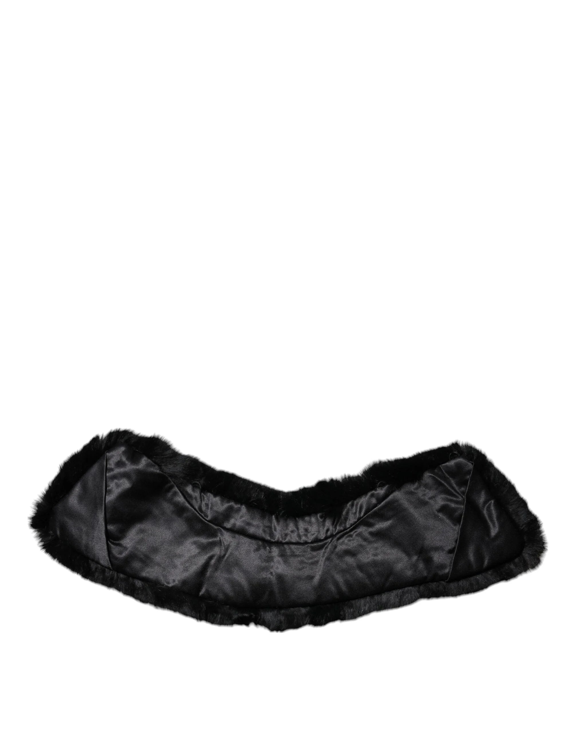 Dolce & Gabbana Black Lamb Fur Collar Women Neck Wrap Scarf - IT40|S - Scarves & Shawls