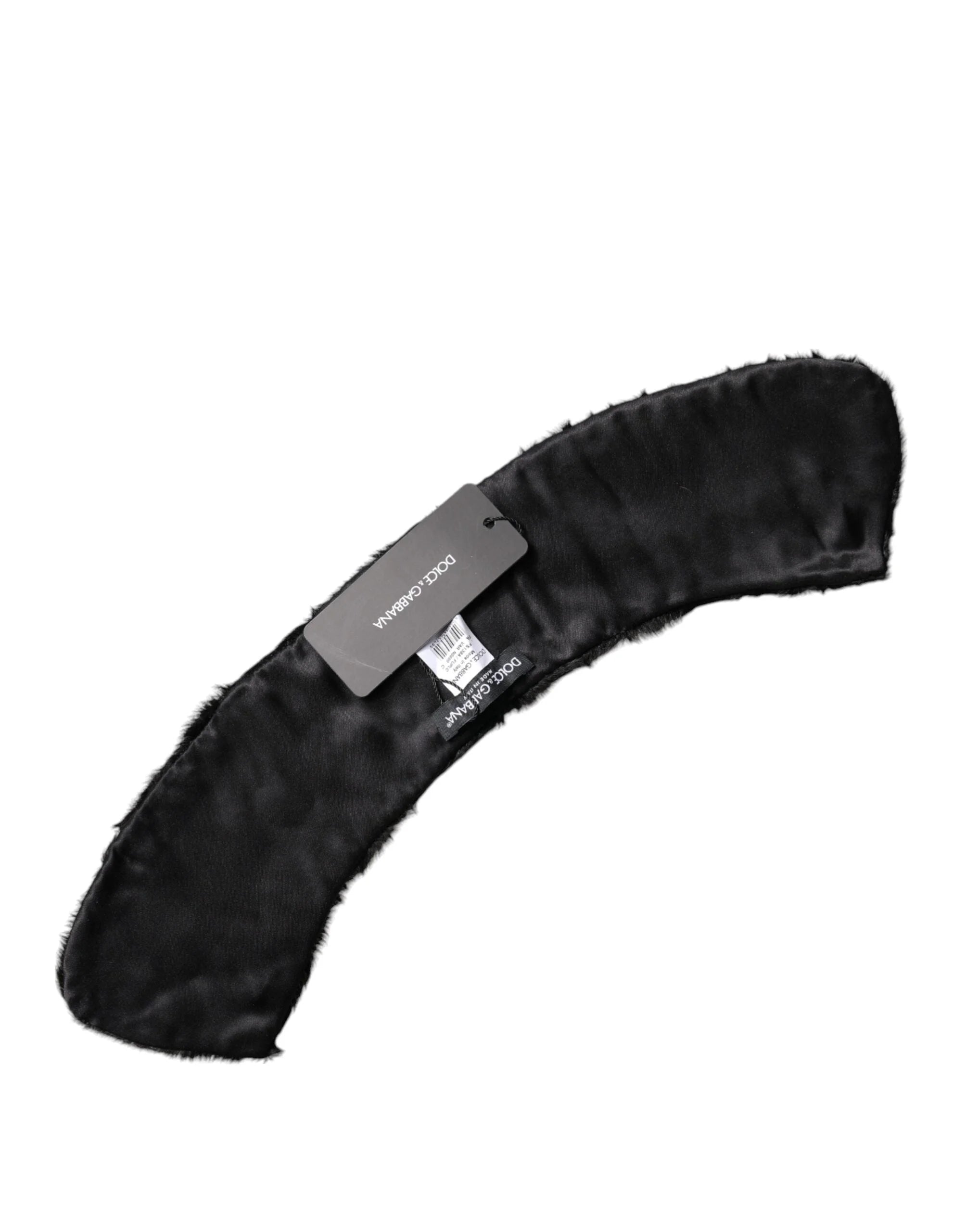Dolce & Gabbana Black Lamb Fur Collar Women Neck Wrap Scarf - Scarves & Shawls