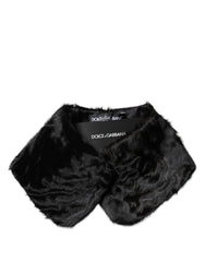 Dolce & Gabbana Black Lamb Fur Collar Women Neck Wrap Scarf - Scarves & Shawls