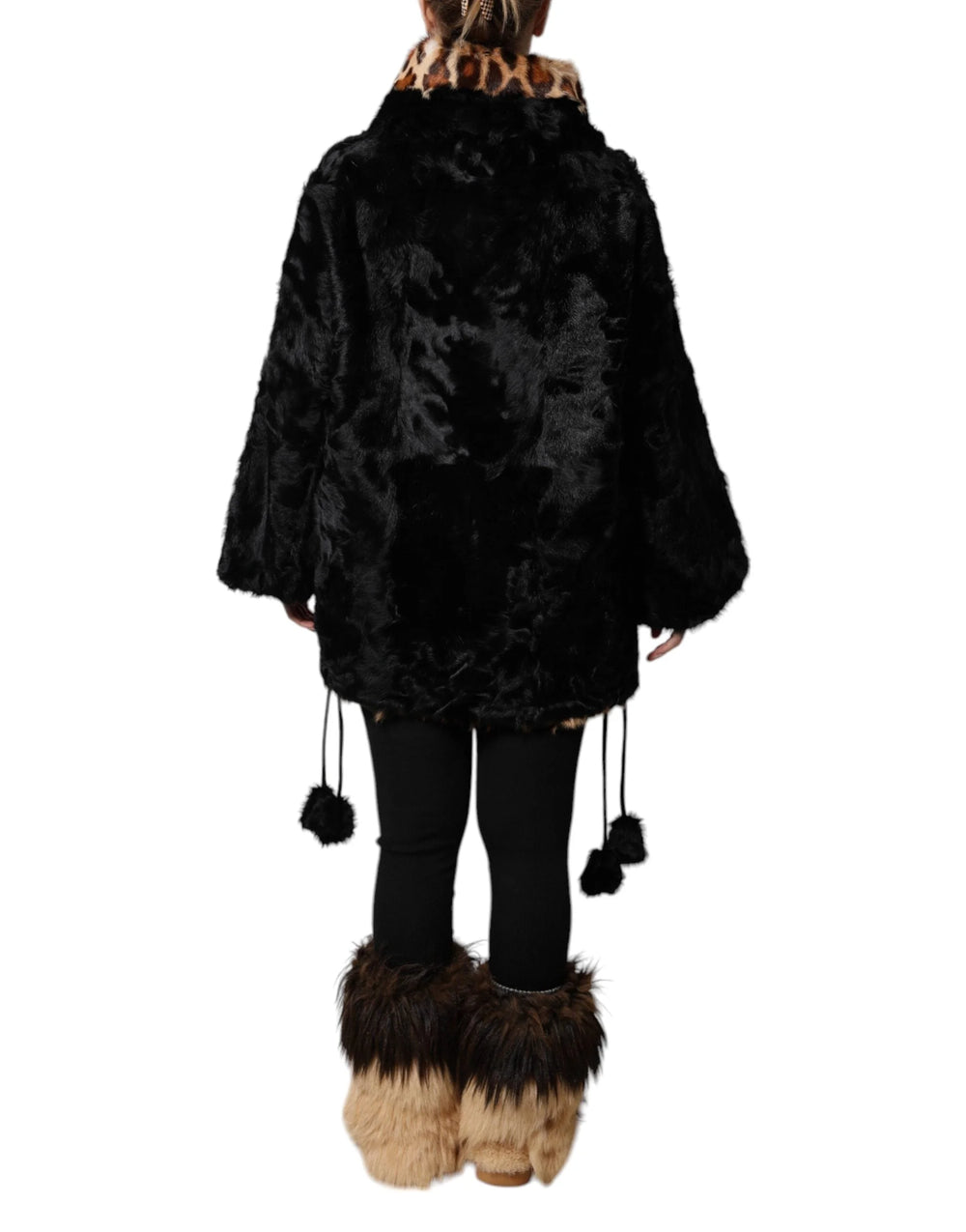 Dolce & Gabbana Black Lamb Fur Short Women Coat Jacket - IT36|XXS - Coats & Jackets
