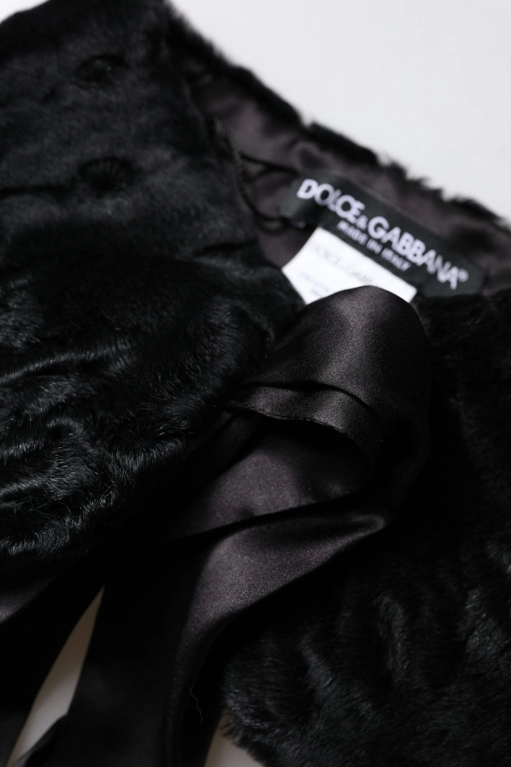 Dolce & Gabbana Black Lamb Fur Women Neck Warmer Winter Scarf - IT40|S - Scarves & Shawls