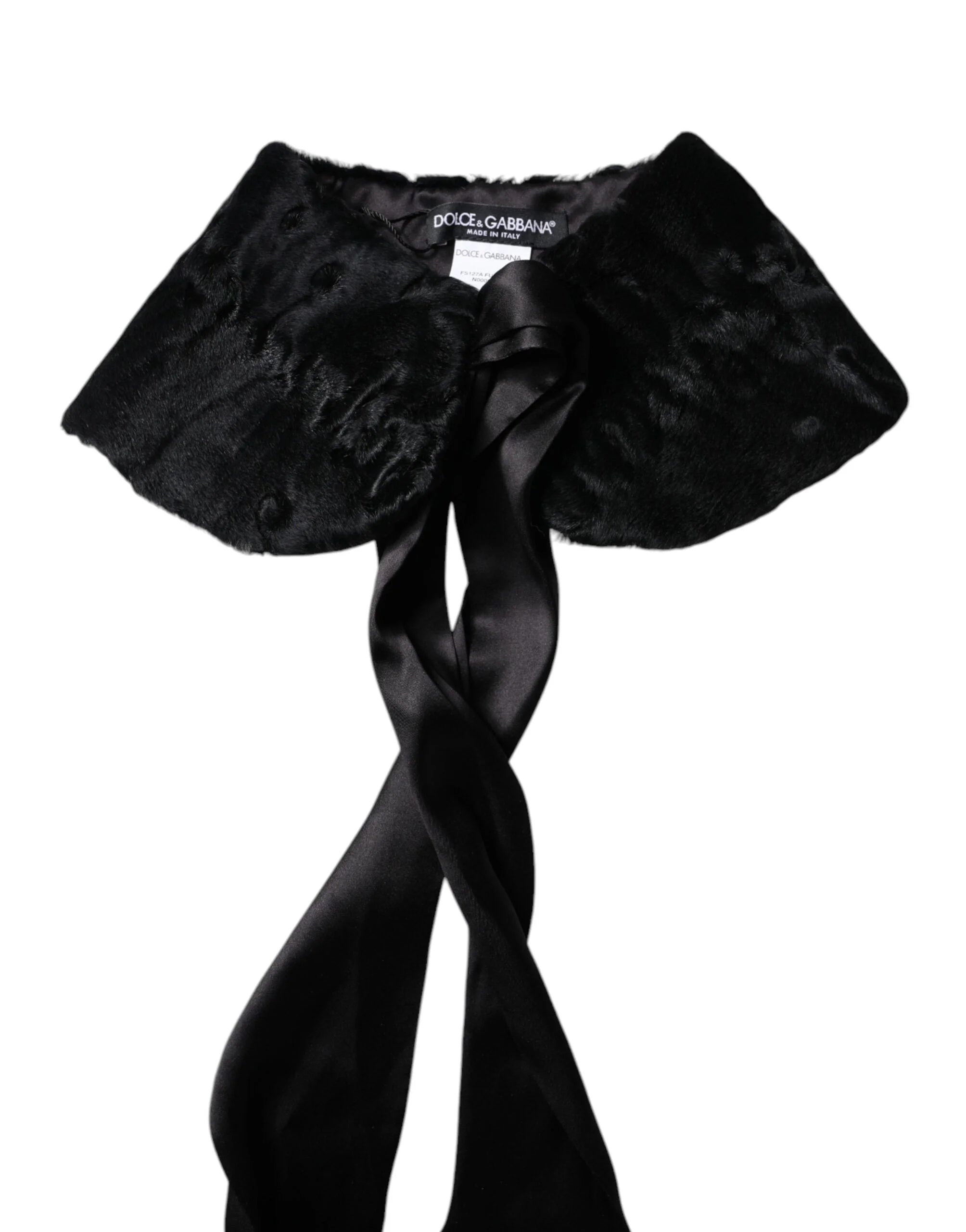 Dolce & Gabbana Black Lamb Fur Women Neck Warmer Winter Scarf - IT40|S