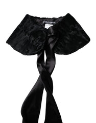 Dolce & Gabbana Black Lamb Fur Women Neck Warmer Winter Scarf - IT40|S