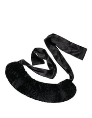 Dolce & Gabbana Black Lamb Fur Women Neck Warmer Winter Scarf - IT40|S
