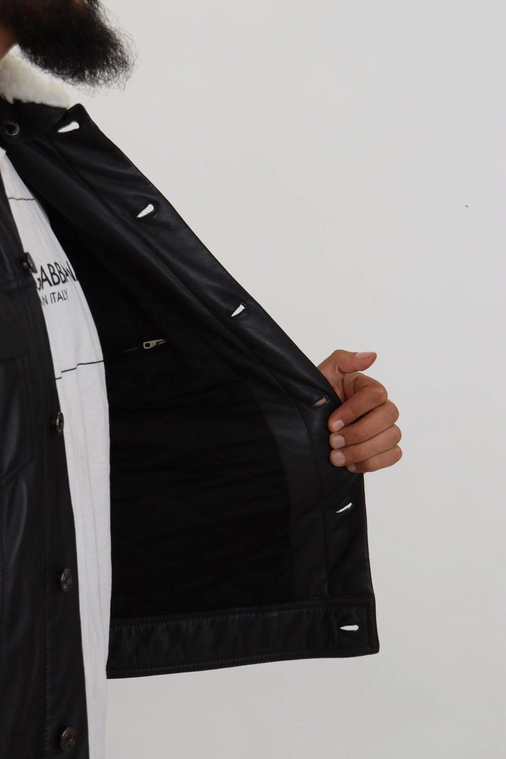 Dolce & Gabbana Black Lamb Leather Collared Men Coat Jacket - IT48 | M - Bomber Jackets