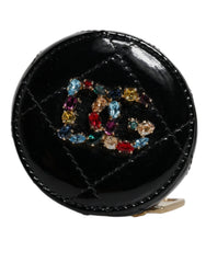 Dolce & Gabbana Black Lamb Leather DG Crystal Round Coin Purse Wallet - Coin Purses
