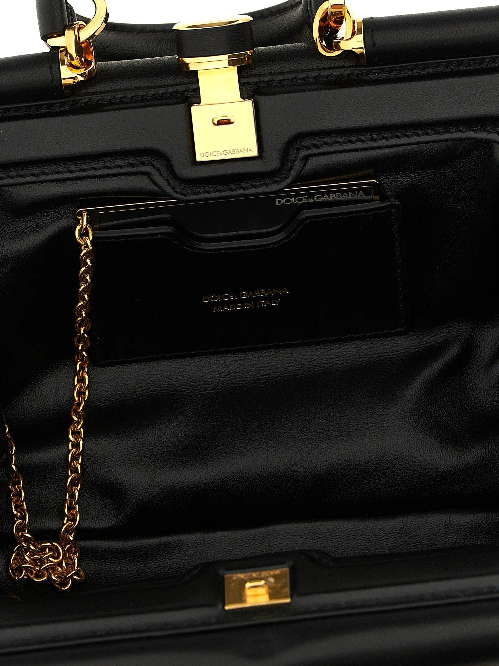 Malão Dolce & Gabbana em pele de cordeiro preta