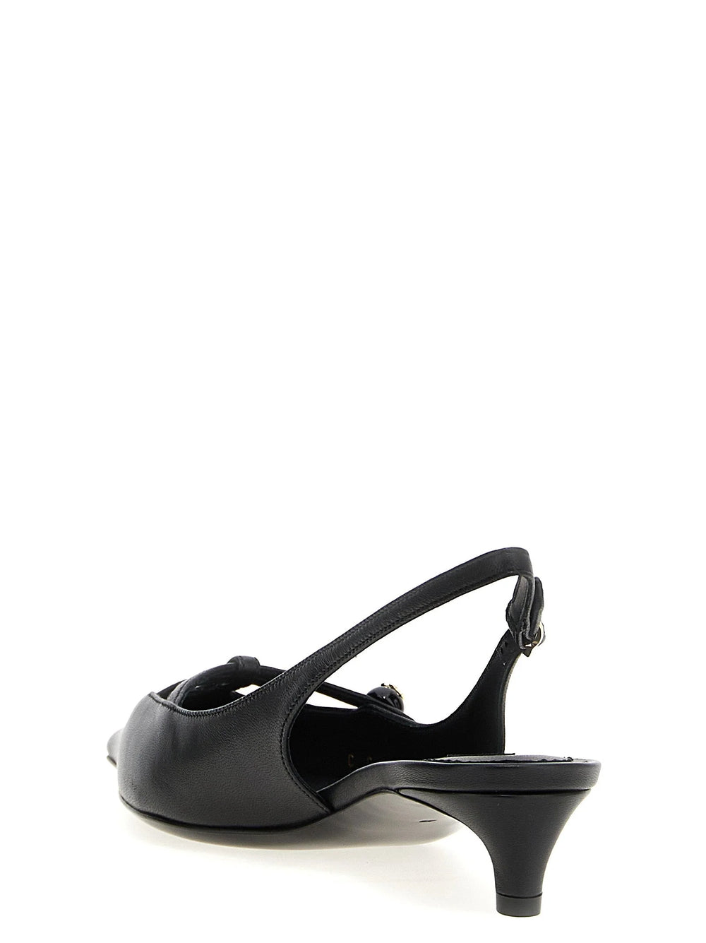 Dolce & Gabbana Black Lamb Leather Mid Heel Pumps