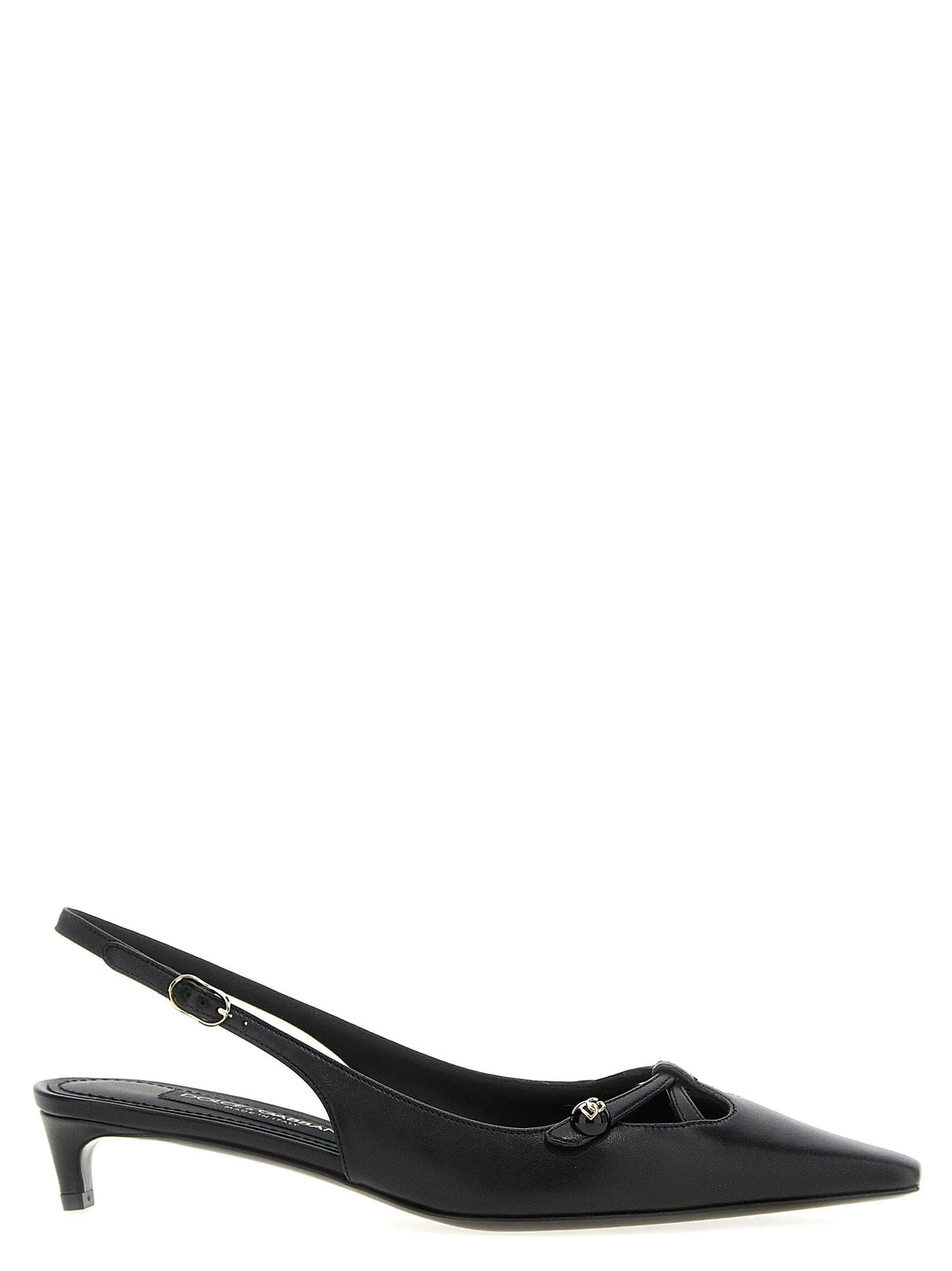 Dolce & Gabbana Black Lamb Leather Mid Heel Pumps
