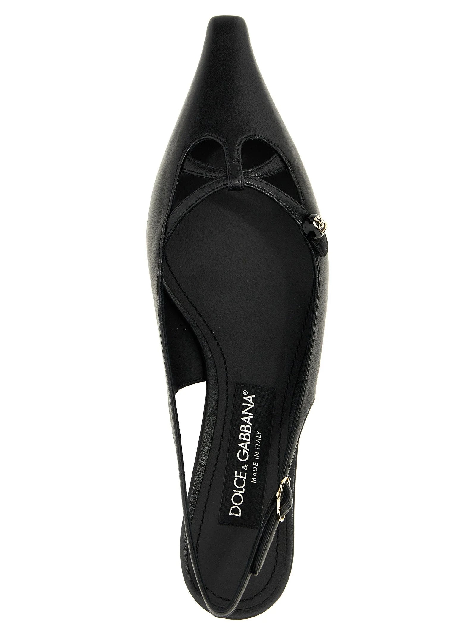 Dolce & Gabbana Black Lamb Leather Mid Heel Pumps