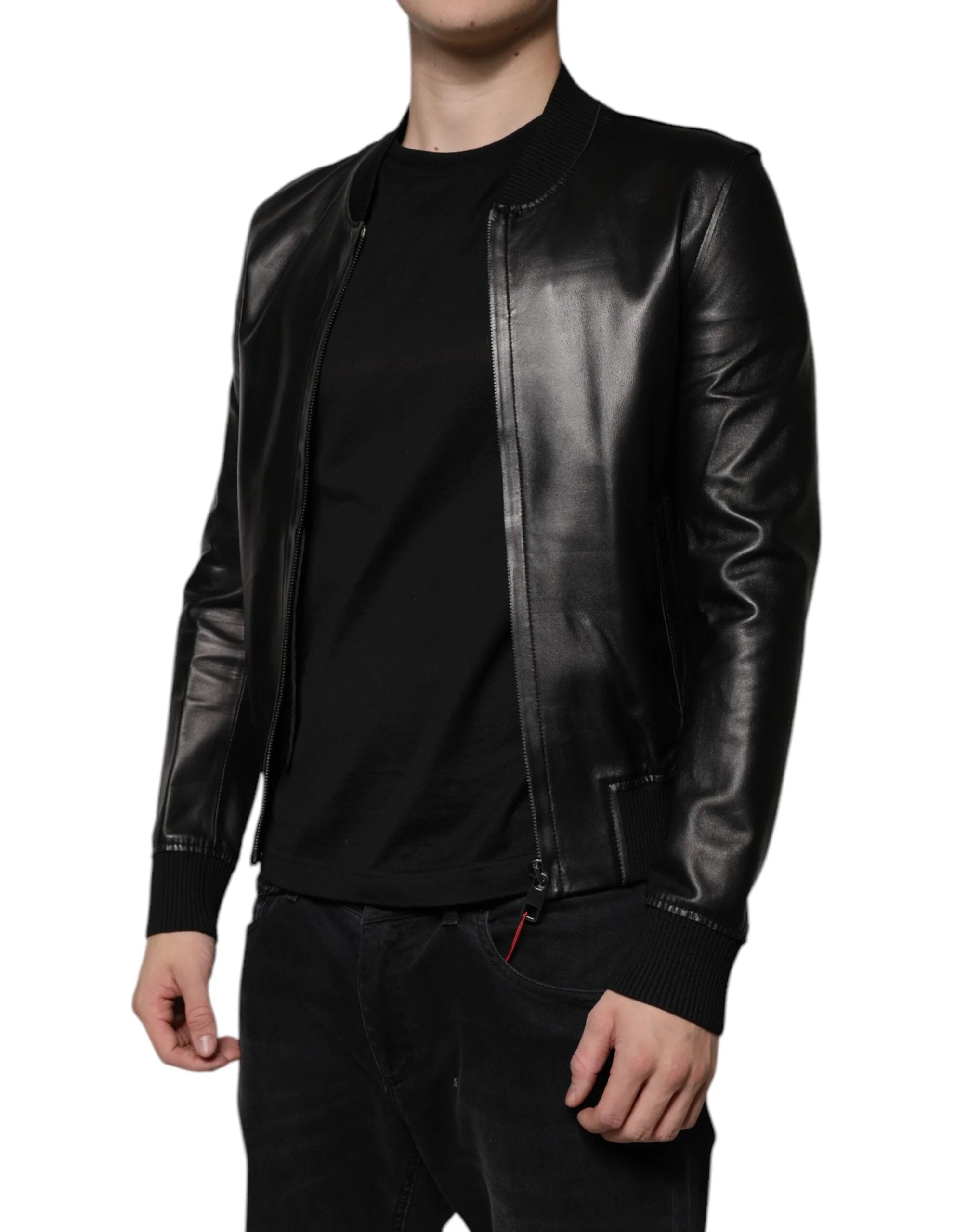 Dolce & Gabbana Black Lambskin Full Zip Biker Blouson Jacket - IT44 | XS - Bomber Jackets